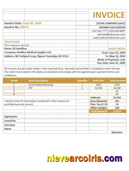 Basic Agency Invoice